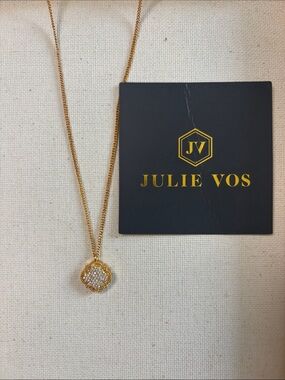 Julie Vos Odette Pave Solitaire Necklace Gold Cubic Zirconia